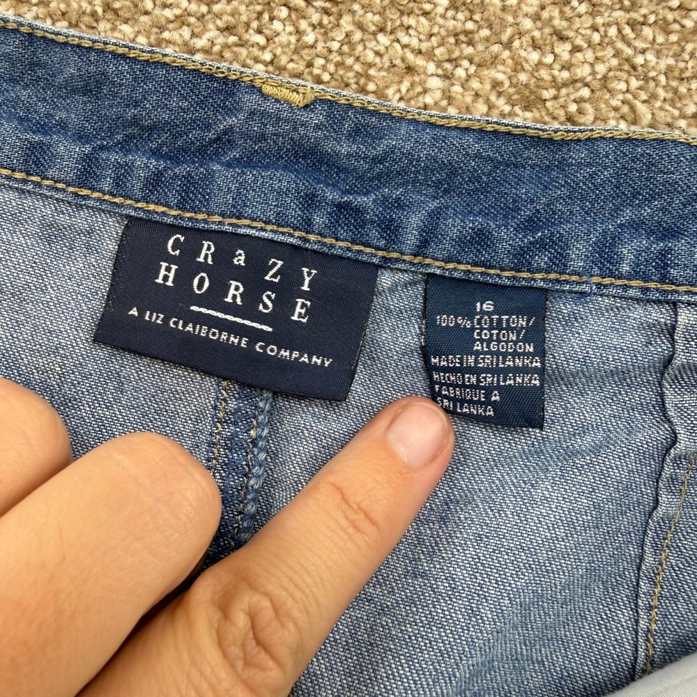 Crazy Horse Vintage Denim Maxi Skirt 16 Blue High Rise Long Slit Y2K - Picture 5 of 11